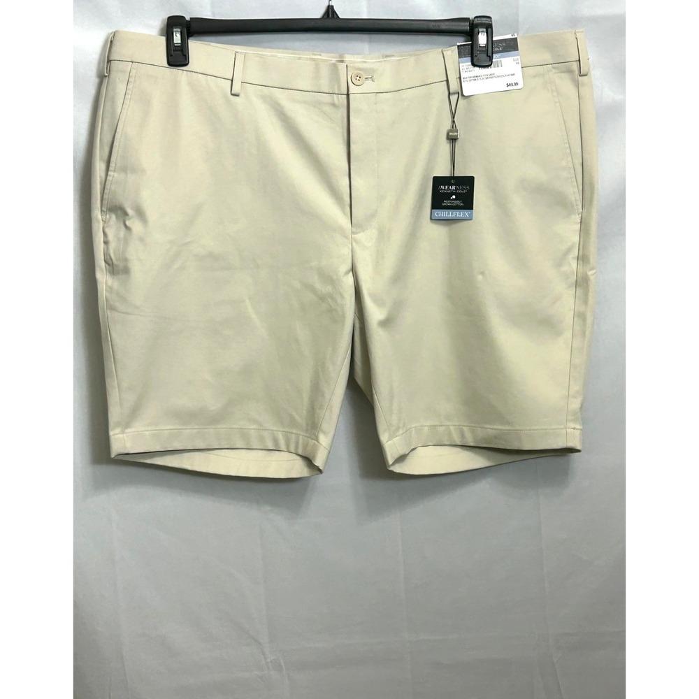 Awearness Kenneth Cole Mens 46 Chillflex Performance Slim Fit Khaki‎ Shorts Tan
